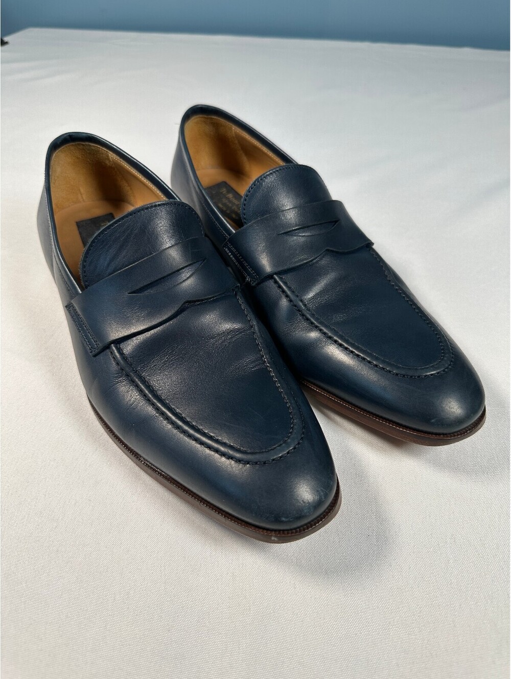 To Boot New York Navy Blue Leather Penny Loafers Made in Italy Men's Size 9.5